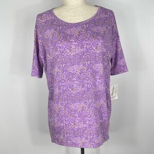 Lularoe Irma Womens Tunic T Shirt High Low Mandala Floral Purple XXS NEW